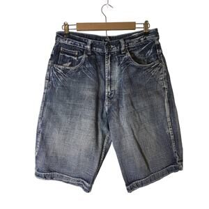 FLYPAPER Blue Denim Y2K Streetwear Skater Jorts Shorts SZ 32